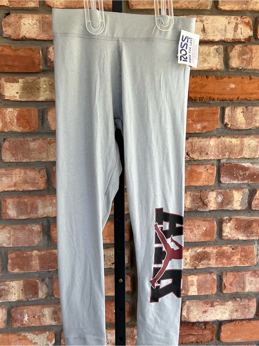 Kids Michael Jordan Gray Athletic Leggings with Maroon MJ Graphic